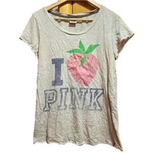 PINK Victoria's Secret Vintage Gray Relaxed Fit Short Sleeve T-Shirt Size Medium